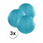 3 bolvormige lampionnen turquoise blauw 25 cm
