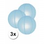 3 bolvormige lampionnen licht blauw 25 cm
