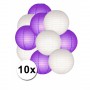 Paarse en witte feest lampionnen 10x