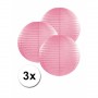 3 bolvormige lampionnen roze 25 cm