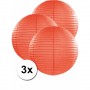 3 bolvormige lampionnen oranje 50 cm