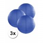 3 bolvormige lampionnen donker blauw 25 cm