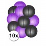 Zwarte en paarse feest lampionnen 10x