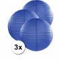 3 bolvormige lampionnen donker blauw 50 cm