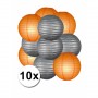 Zilveren en oranje feest lampionnen 10x