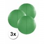 3 bolvormige lampionnen donker groen 25 cm