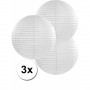 3 bolvormige lampionnen wit 35 cm
