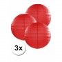 3 bolvormige lampionnen rood 25 cm
