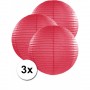 3 bolvormige lampionnen fuchsia roze 50 cm