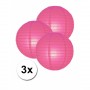 3 bolvormige lampionnen fuchsia roze 25 cm
