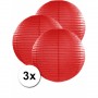 3 bolvormige lampionnen rood 50 cm